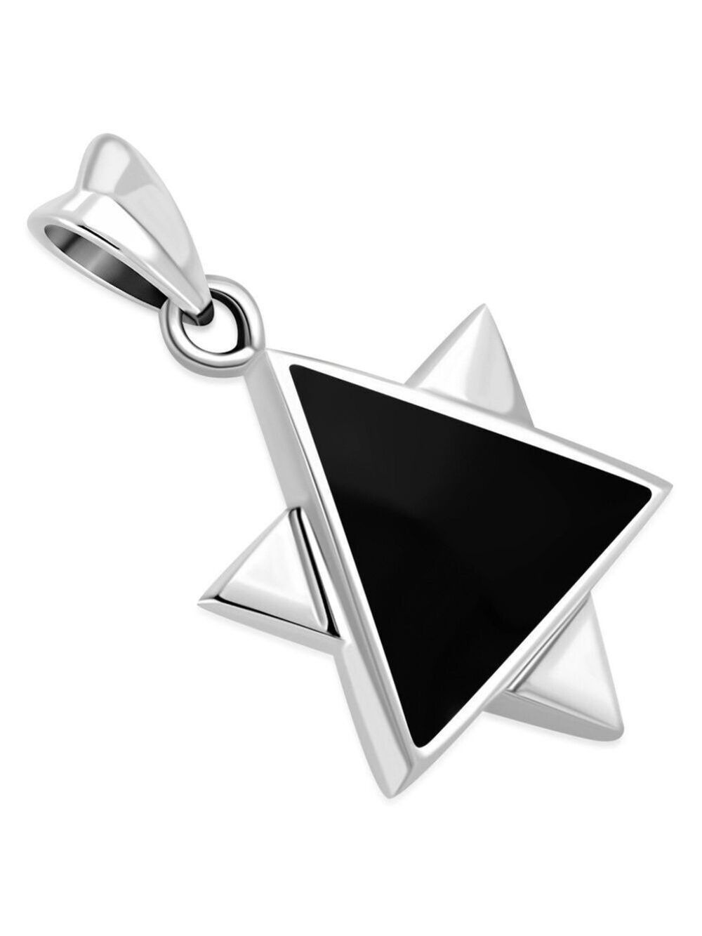 Pendant--Men's/Unisex Silver & Black Onyx set in sterling Star of David